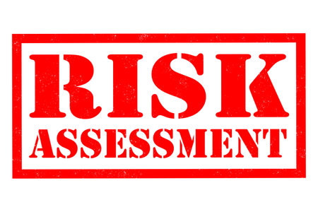 Risk assessment rubber Stamp over a white background, 3d renderingの写真素材