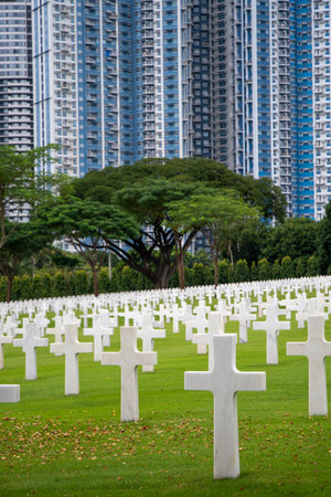 Manila, Philippines-16 Oct 2023: Manila American Cemetery is located just outside Manila,...