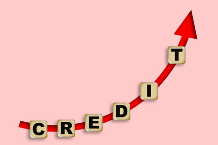 Credit word with up arrow for business concept, 3d rendering