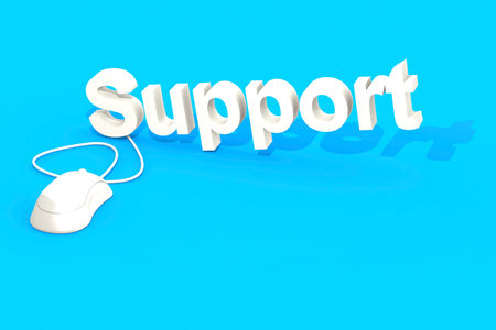 Mouse with support word isolated, 3d renderingの写真素材