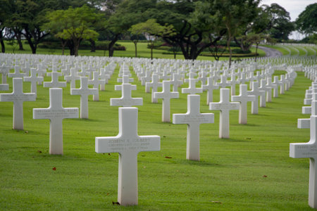 Manila, Philippines-16 Oct 2023: The Manila American Cemetery and Memorial has the largest number of graves of any cemetery for U.S. personnel killed during World War II.のeditorial素材