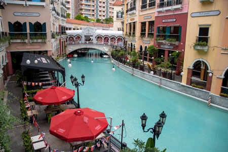 Manila, Philippines-16 Oct 2023: View of Venice Grand Canal Mall in Manila, Philippines. Venice...