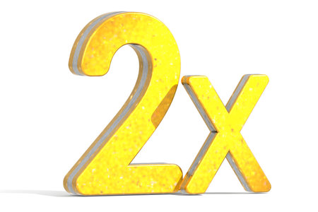 Two times word in yellow color, 3d renderingの写真素材
