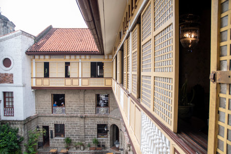 Manila, Philippines- 13 Oct, 2023: Casa Manila facade in Manila. Casa Manila is a museum in Intramuros depicting colonial lifestyle during Spanish colonization of the Philippinesのeditorial素材
