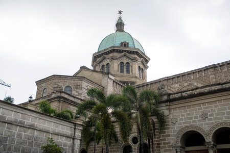 Manila, Philippines-14 Oct 2023: View of Manila cathedral, oldest church in capital city of Philippines. Manila Cathedral is recognized as the main Roman Catholic Church in the Philippinesのeditorial素材