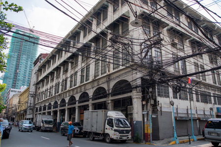 Manila, Philippines- 14 Oct 2023: Neoclassical building located along the historic Escolta Street in  Manilaのeditorial素材