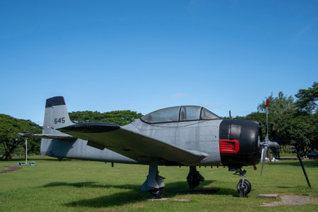 Clark Freeport, Philippines- 20 Oct 2023: F-5A (Jet Fighter) model displayed in the Air Force City Park in Clark, Philippines. It is a showcase of the history of Philippines Air Force through a variety of aircraftsのeditorial素材