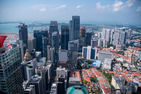 Singapore- 27 Oct 2023: Cityscape of Singapore business district with modern architecture in the daytime.のeditorial素材