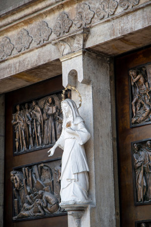 Manila, Philippines-14 Oct 2023: View of Manila cathedral, oldest church in capital city of Philippines. Manila Cathedral is recognized as the main Roman Catholic Church in the Philippinesのeditorial素材
