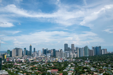 Manila, Philippines-16 Oct 2023: View of Bonifacio Global City Skyline from far. Bonifacio Global City is now a major urban development and financial districtのeditorial素材