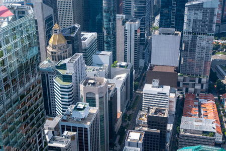 Singapore- 27 Oct 2023: Cityscape of Singapore business district with modern architecture in the daytime.のeditorial素材