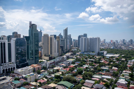 Manila, Philippines- 15 Oct, 2023: Skyline of Makati area in Manila. Makati has been the financial center of the Philippines since the 1960sのeditorial素材
