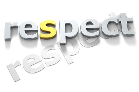 Respect word isolated on white background, 3d rendering