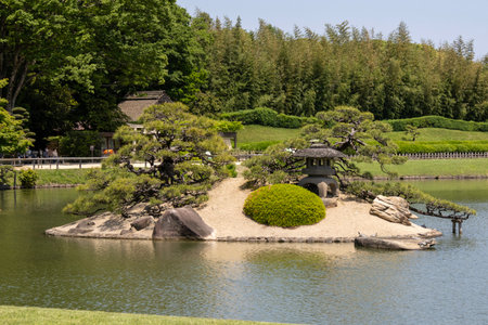 Okayama, Japan- 10 May 2024: Korakuen, Japanese garden located in Okayama. It is one of the Three Great Gardens of Japanのeditorial素材