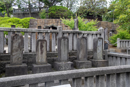 Tokyo, Japan- 19 May 2024: Graveyard of the 47 Ronin at Sengakuji Temple in Tokyo, Japan. Sengakuji is a famous and popular Buddhist temple known throughout Japanのeditorial素材