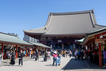 Tokyo, Japan- 18 May, 2024: Unidentified people visit Sensoji temple in Tokyo. Sensoji temple is the...
