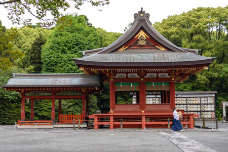 Kamakura, Japan- 14 May, .2024: Dance Stage or Lower Oratory inside Tsurugaoka Hachimangu Shrine in Kamakura, Japanのeditorial素材