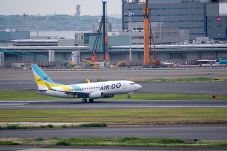 Tokyo, Japan- 19 May 2024: Air Do, also know as Hokkaido International Airlines, departing Haneda...