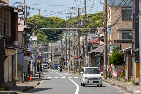 Kamakura, Japan- 14 May, 2024: Typical street view of Kamakura area in Japan.のeditorial素材