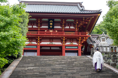 Kamakura, Japan- 14 May, 2024: View of Tsurugaoka Hachimangu Shrine in Kamakura, Japan. This beautiful shrine has existed for over 800 yearsのeditorial素材