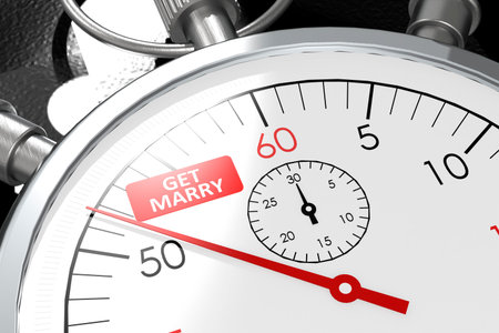 Get marry word on the stopwatch, 3d rendering