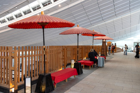 Tokyo, Japan- 19 May 2024: Nihonbashi bridge inside the Haneda airport, Japan. It is a half size reproduction of famous wood bridge in the Edo period.のeditorial素材