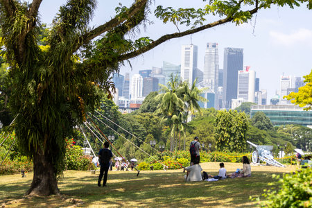 Singapore- 28 Jul 2024: People visits to Istana Main Building. The Istana is the official residence...