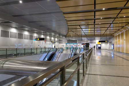 Singapore-29 Jun 2024: Interior of Garden by The Bay MRT station in Singapore. It is an underground...