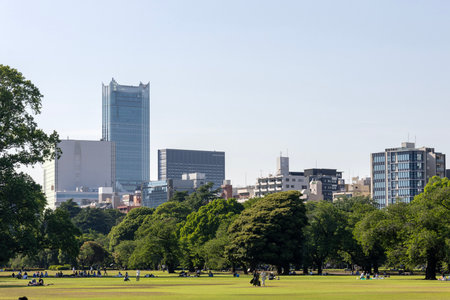 Tokyo, Japan - 17 May 2024: Shinjuku Gyoen National Garden in Tokyo. It is a public park known as a popular spot for enjoying cherry blossoms.のeditorial素材