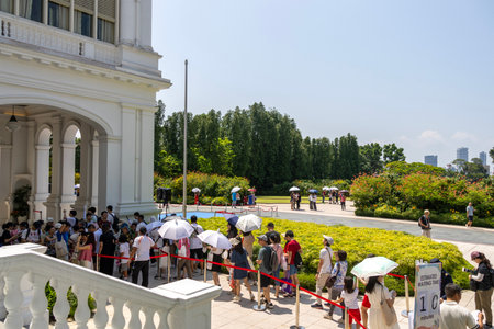 Singapore- 28 Jul 2024: People visits to Istana Main Building. The Istana is the official residence...