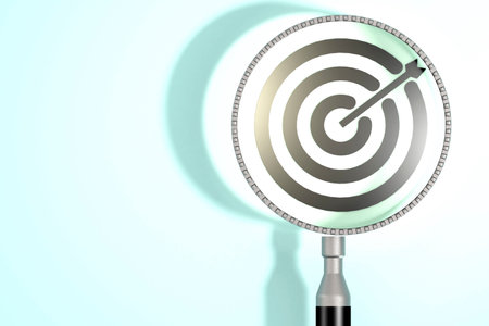 Search for target concept under magnifying glass, 3d renderingの写真素材