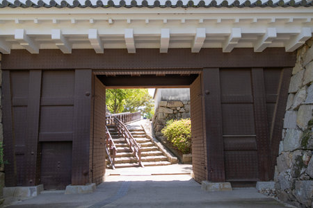 Okayama, Japan- 10 May 2024: Rokamon of Okayama castle in Japan. It is a gate with a corridor that the castle lord passes throughのeditorial素材