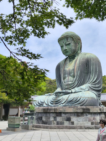 Kamakura, Japan- 14 May, 2024:The great buddha statue Kamakura Daibutsu at Kotoku in shrine temple in Kamakura, Japanのeditorial素材