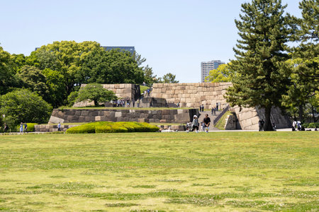 Tokyo, Japan- 11 May, 2024: Edo Castle Ruins or Chiyoda Castle, the biggest castle in Japan is part of Tokyo Imperial Palace and was home to the powerful Tokugawa Shogunのeditorial素材