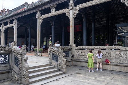Guangzhou, China- 7 Jun 2024: Tourists visit to Chen Clan Ancestral Hall academic temple (Guangdong Folk Art Museum) in Guangzhou cityのeditorial素材