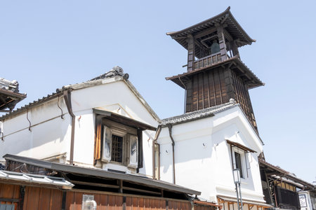 Kawagoe, Japan- 17 May, 2024: Tourists and local people are walking along shops and stores, which used to be the old warehouse, in Kawagoe, Japan.のeditorial素材