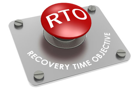 RTO for recovery time objective red button, 3d renderingの写真素材
