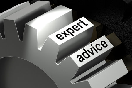 Expert advice word on the metal gear, 3d renderingの写真素材