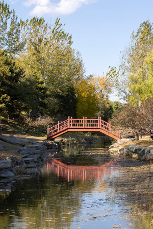 Yuanmingyuan Garden in Beijing during autumn. It is an imperial garden built in the Qing Dynasty and burnt down in 1860の写真素材