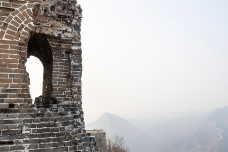 Watch tower of Simatai Great Wall in Beijing, China. Simatai is famous for its extraordinary views and steep climbs, making it a great choice for the more adventurousの写真素材