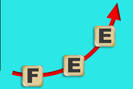 Fee word with up arrow for business concept, 3d renderingの写真素材