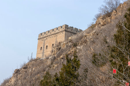 Watch tower of Simatai Great Wall in Beijing, China. Simatai is famous for its extraordinary views and steep climbs, making it a great choice for the more adventurousの写真素材