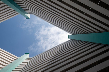 Diamond shape HDB in Taman Jurong, Singapore. The 4 blocks form a complete diamond with a courtyard in the middleの写真素材