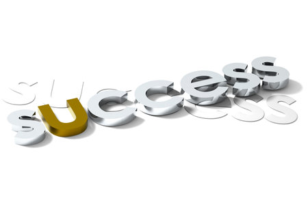 Success word isolated on white background, 3d renderingの写真素材