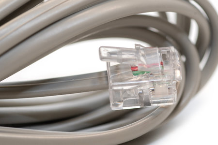 RJ25 Extension Cable with 6 pin 6p6c connector on white background
