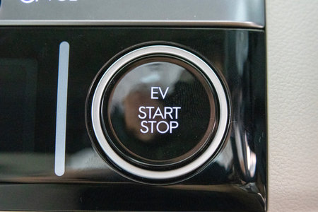 EV start stop button inside a car, EV is stands for electric vehicleの写真素材