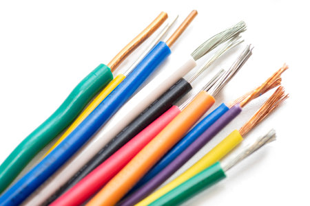 Colorful electrical wire isolated with white background