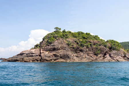 Beautiful  and unique rock formation at Long Beach of Redang Island, Malaysia.の写真素材