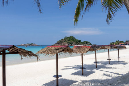 Breathtaking and scenic view of the beach at Redang Island, Malaysia. Redang Island is acknowledged for its crystal clear water and white sandy beachesの写真素材