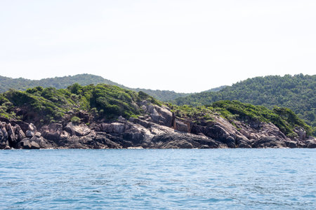 Beautiful  and unique rock formation at Long Beach of Redang Island, Malaysia.の写真素材